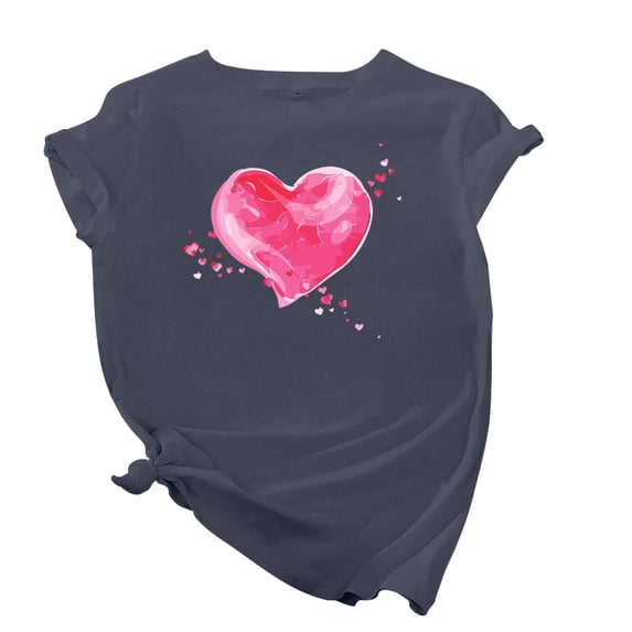 XFHLMJFF Oversized Tshirts for Women Basic Large Cotton Love Printed Classic Tee Shirts