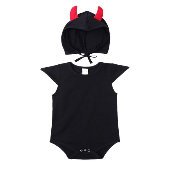 XFHLMJFF Romper for Coveralls Girls Boys Little Monster Solid Color Short Sleeve Pullover Bodysuits With Hats 2Pcs 6-9 Months