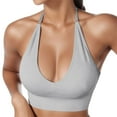 thumbnail image 1 of XFHLMJFF Sports Bras for Women Basic Halterneck Backless Deep V Neck Bustier Padded Sexy Push Up Backless Adjustable Straps Lift-Up High Support, 1 of 3