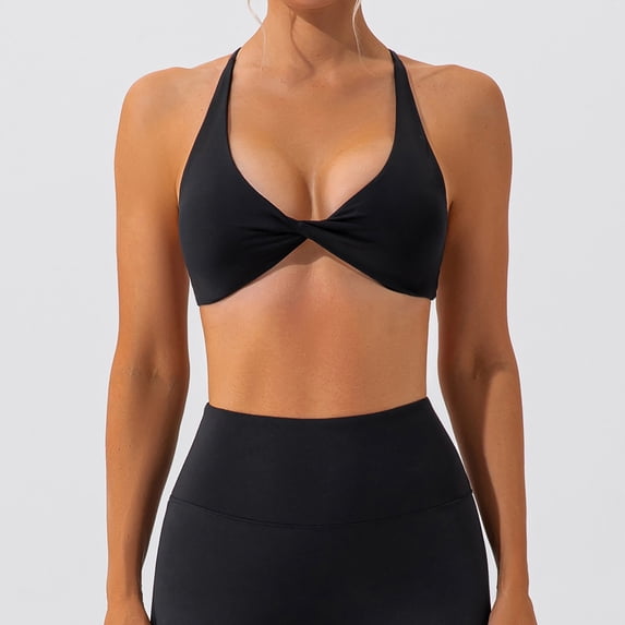 XFHLMJFF Sports Bras for Women Basic Racerback High Impact Shockproof Wireless Solid Color Fitness Lift-Up High Support
