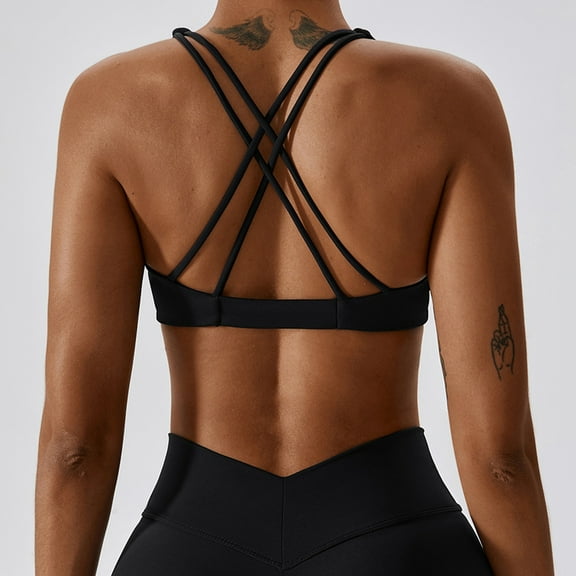 XFHLMJFF Sports Bras for Women Basic Shockproof Slim Fit Running Fitness Camisole Lift-Up High Support