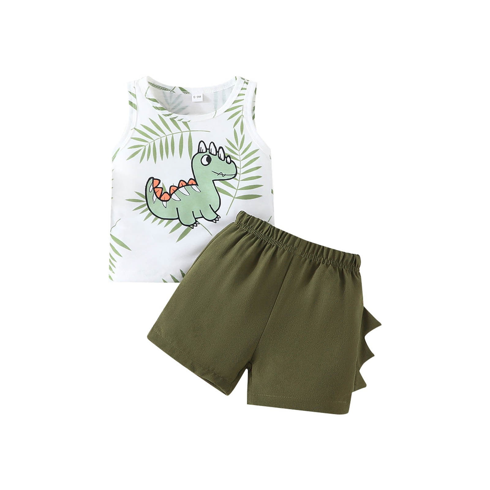 XFHLMJFF Toddler Boys' Clothing Sets Baby Dinosaur Print Tank Tops Shorts Athletic Home Casual Playwear Size 6M-9M