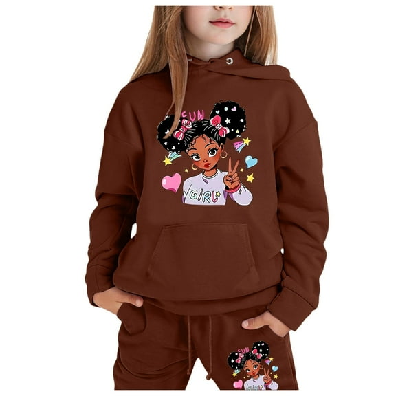 XFHLMJFF Toddler Clothes Kids Outfit Fall Children Letter Printed Long Sleeved Hooded Top Hoodie Pants Suit Casual Outfit Fashion Playwear Clothes 6-7Y