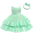 thumbnail image 1 of XFHLMJFF Toddler Girls Summer Outfits Kids Cute Casual Infant Princess Bowknot Sleeveless Tulle Dress With Headbands Party Gown Two Pieces Set Lightweight Suit, 1 of 4