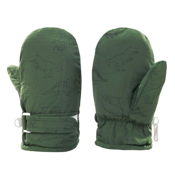 XFHLMJFF Toddler Mittens Boys Girls Gloves Cute Dinosaur Print Snow Gloves Baby Winter Warm Windproof Thicken Cold Weather Accessories for Kids 6-24M