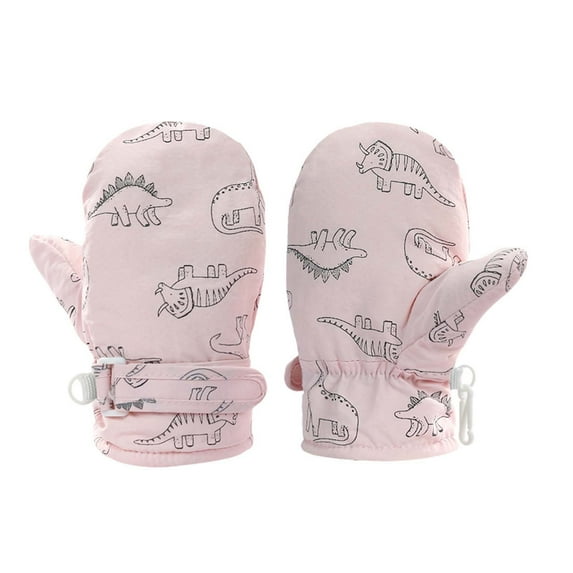 XFHLMJFF Toddler Mittens Boys Girls Gloves Cute Dinosaur Print Snow Gloves Baby Winter Warm Windproof Thicken Cold Weather Accessories for Kids 6-24M
