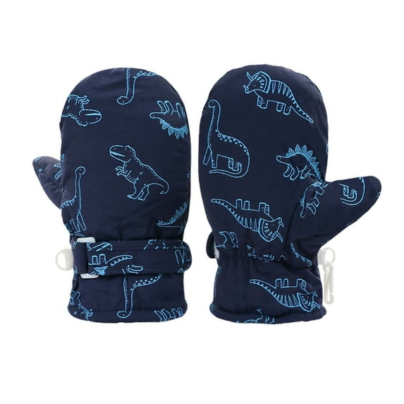 XFHLMJFF Toddler Mittens Boys Girls Gloves Cute Dinosaur Print Snow Gloves Baby Winter Warm Windproof Thicken Cold Weather Outdoor 6-24M