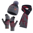 thumbnail image 1 of XFHLMJFF Winter Beanie Scarf Touchscreen Gloves Set Mens Womens Warmer Neck Gloves Knit Cap Lined Hats Solid Color Thicken Scarf Winter Gifts 3Pcs, 1 of 4
