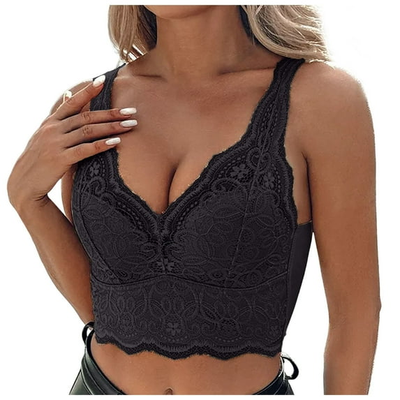XFHLMJFF Women's Bra Wireless Lace Lightly Lined Comfort Support Lift Everyday Bra Solid Color Underwear All Day Wear