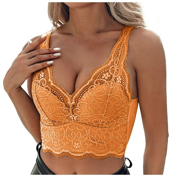 XFHLMJFF Women's Bra Wireless Lace Lightly Lined Comfort Support Lift Everyday Bra Solid Color Underwear All Day Wear