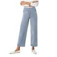 thumbnail image 1 of XFHLMJFF Women's Casual Pants Summer Relaxed Fit Elastic Waist With Pocket Twill Cropped Plus Size Petite Crop Stretch Capri Jeans Ankle Denim Soft Dailywear, 1 of 6