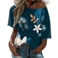 thumbnail image 1 of XFHLMJFF Womens Oversized T-Shirts Casual Loose Summer Going Out Beach Top Boho Plus Size Floral Printed One Shoulder Blouse 2024 Trendy, 1 of 6