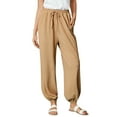 thumbnail image 1 of XFHLMJFF Womens Pants Elastic Waisted With Pockets Solid Color Elastic Binding Strap Lightweight Dailywear, 1 of 6