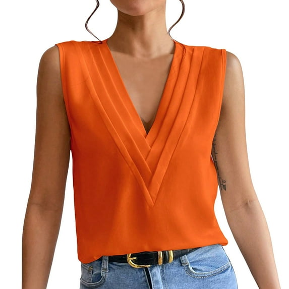 XFHLMJFF Workout T-Shirts For Women Slim Fit New Multi Level V Neck Solid Color Tank Tunic Blouses