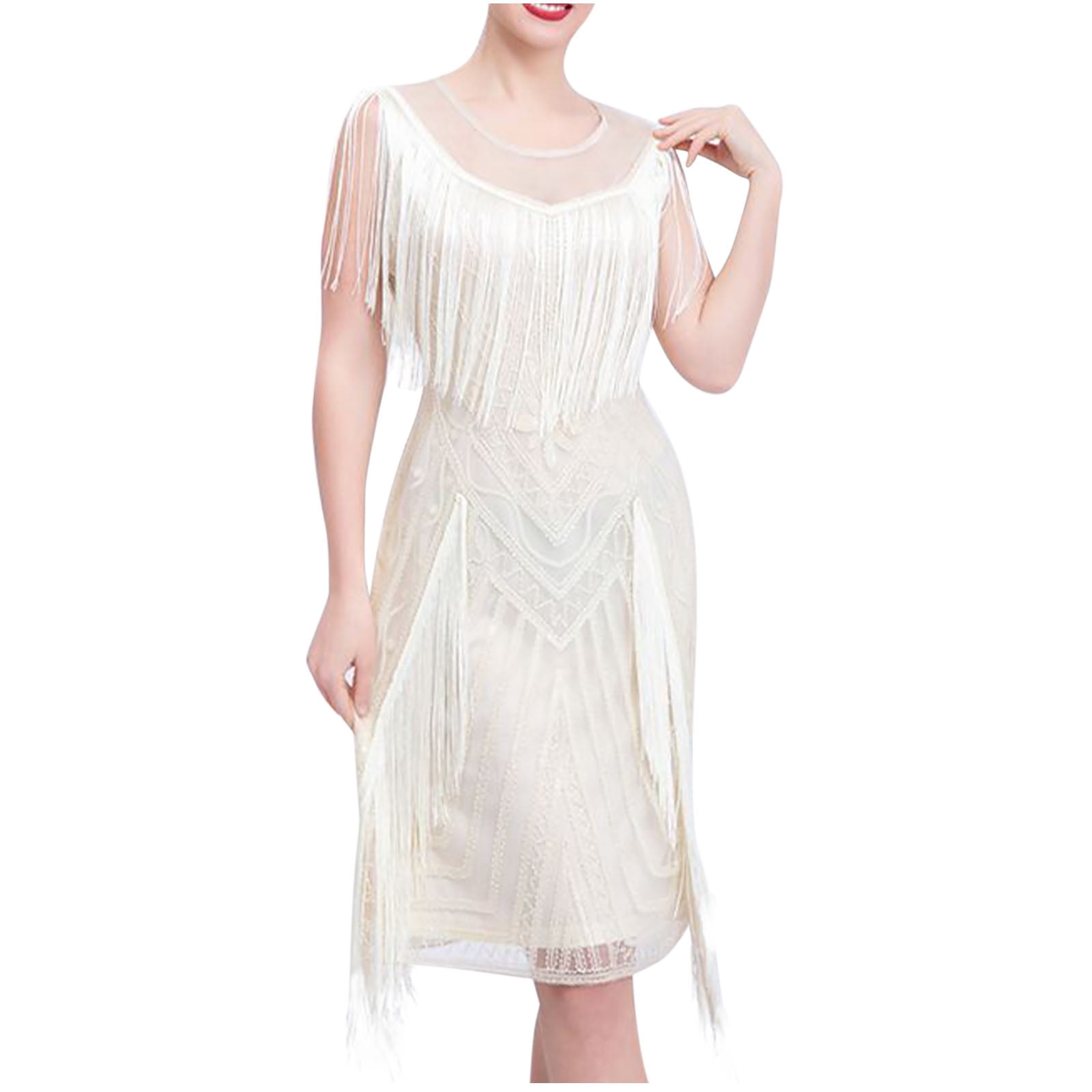 blue dress for baby girl Hailey 1920s Maxi Beaded Wedding Dress in White – WardrobeShop main image 0