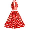 thumbnail image 1 of XFLWAM 1950s Retro Dress for Women Polka Dot Halter Sleeveless Cocktail Party Dress A-Line Swing Vintage Rockabilly Dresses with Belt Red XL, 1 of 4