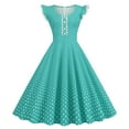 thumbnail image 1 of XFLWAM 1950s Retro Rockabilly for Women Sleeveless Lace V-Neck Vintage Cocktail Party Dress Polka Dot A-Line Swing Tea Dresses Green XXL, 1 of 6