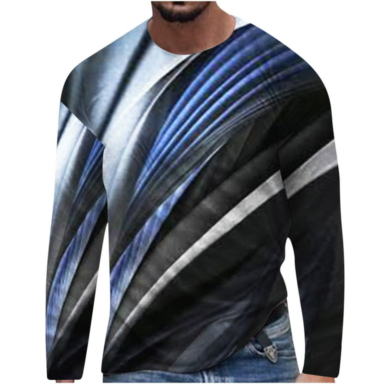 XFLWAM 3D Shirts for Men Graphic Summer Print Long Sleeve Cool