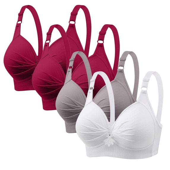 XFLWAM 4 Pack Bras for Women Full Support No Underwire Seamless Wireless Breathable Everyday Bras Plus Size Push Up Bra