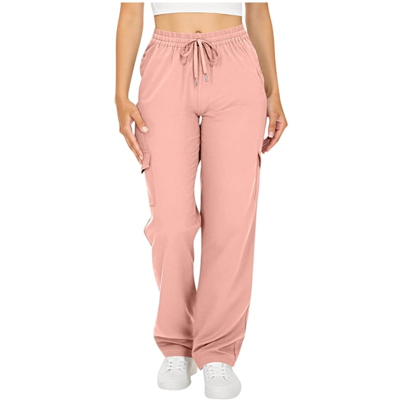 XFLWAM Baggy Cargo Pants for Women High Waisted Wide Leg Pants Casual Lightweight Hiking Trousers with Pockets Y2K Streetwear