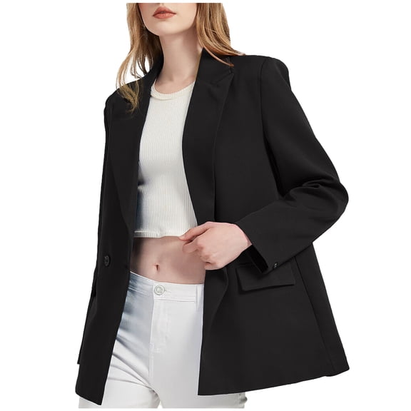 XFLWAM Blazer Jackets for Women Casual Open Front Business Work Office Suit Jacket Fashion Solid Color Cardigan Outerwear L