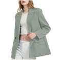 thumbnail image 1 of XFLWAM Blazer Jackets for Women Casual Open Front Business Work Office Suit Jacket Fashion Solid Color Cardigan Outerwear Light Green M, 1 of 1