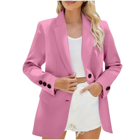 XFLWAM Blazers for Women Business Casual Dressy Long Sleeve Open Front Suit Jackets with Pockets Professional Office Outfits Dark Pink XXL