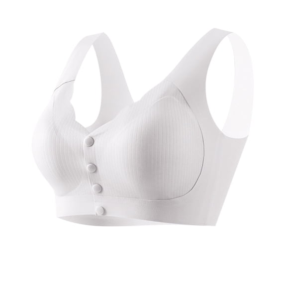XFLWAM Bra for Women Button Front No Underwire Seamless Wireless Bra V Neck Full Coverage Bralettes Comfort Everyday Bra Smoothing Padded Bralette