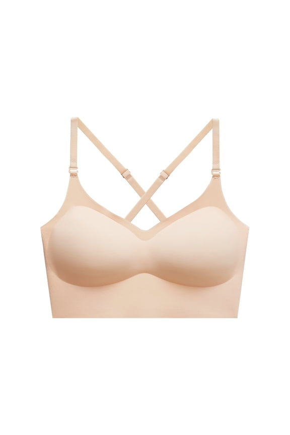 Bra for Women Lightly Padded Full Figured Coverage Bra Clear Back Multiway Criss Cross Straps Backless Brassiere