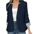 thumbnail image 1 of XFLWAM Business Blazers for Women Casual Fall Open Front Long Sleeve Work Office Suit Dressy Lightweight Y2K Jackets Outfits Navy Blue L, 1 of 8