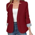 thumbnail image 1 of XFLWAM Business Blazers for Women Casual Fall Open Front Long Sleeve Work Office Suit Dressy Lightweight Y2K Jackets Outfits Wine Red XXL, 1 of 8