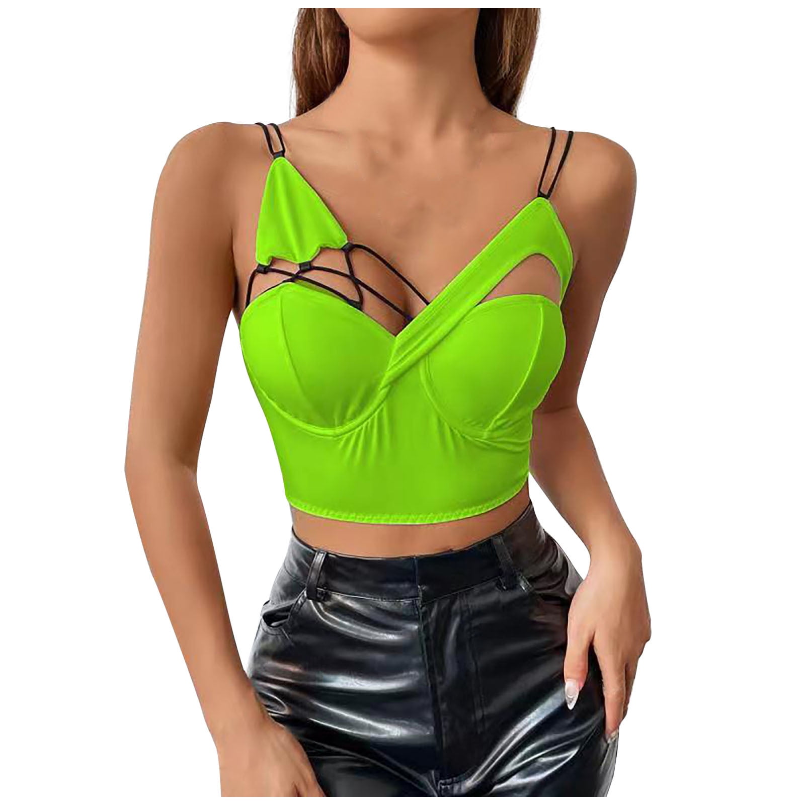 XFLWAM Bustier Corset Crop Tops for Women Spaghetti Strap Corset Bustier Top for Night Out Club Party Green M Walmart