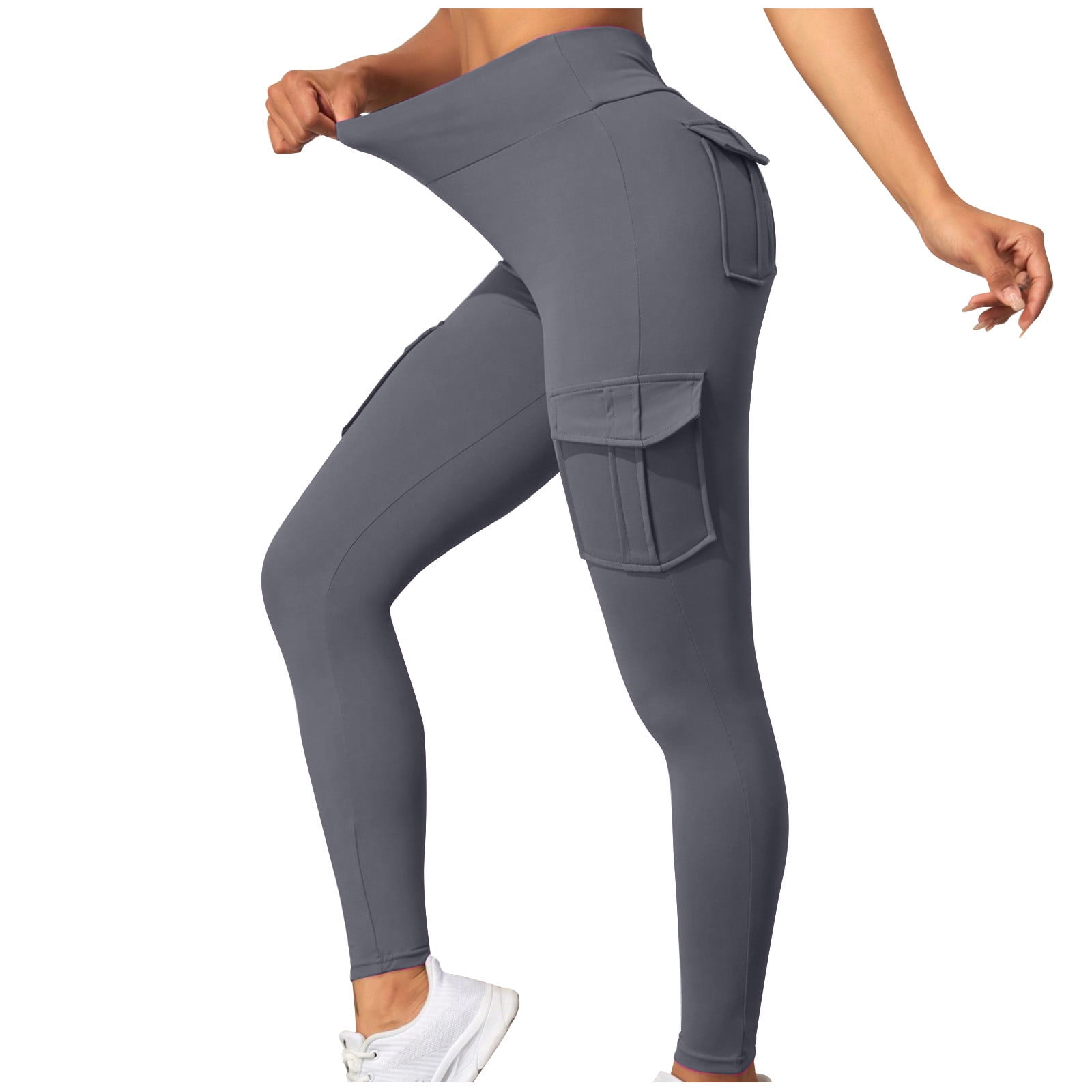 XFLWAM Butt Leggings with Pockets for Women High Waist Cargo Pants Work  Pants Gym Workout Leggings S 