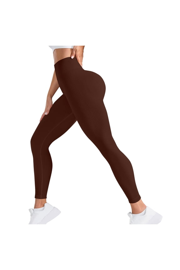 Butt Lifting Leggings for Women Tummy Control Seamless Leggings Booty High Waisted Workout Fitness Yoga Pants Brown S