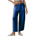 thumbnail image 1 of XFLWAM Capri Pants for Women Wide Leg Sweatpants Casual Baggy Mid Waist Cropped Cargo Pants Oversized Barrel Lounge Pants with Pockets Blue M, 1 of 6