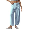 thumbnail image 1 of XFLWAM Capri Pants for Women Wide Leg Sweatpants Casual Baggy Mid Waist Cropped Cargo Pants Oversized Barrel Lounge Pants with Pockets Light Blue XXL, 1 of 6