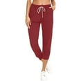 thumbnail image 1 of XFLWAM Capri Sweatpants for Women Casual Drawstring Elastic Waist Track Cuff Sweatpants Sports Cropped Joggers with Pockets Red XXL, 1 of 8