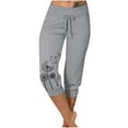 thumbnail image 1 of XFLWAM Capris for Women Casual Summer Wide Leg Capris Plus Size High Waisted Pants Stretch Cropped Trousers with Pockets Gray XL, 1 of 6