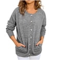 thumbnail image 1 of XFLWAM Cardigan Sweaters for Women Long Sleeve Crewneck Button Down Jacket Casual Cable Knit Sweater Cardigans with Pockets Gray M, 1 of 6