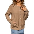 thumbnail image 1 of XFLWAM Cardigan Sweaters for Women Long Sleeve Crewneck Button Down Jacket Casual Cable Knit Sweater Cardigans with Pockets Khaki S, 1 of 6