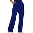 thumbnail image 1 of XFLWAM Cargo Pants Women Straight Leg Casual Elastic Work Pants Athletic Comfy Loose Stretchy Hiking Pants with Pockets Blue S, 1 of 6