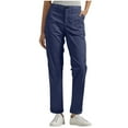 thumbnail image 1 of XFLWAM Cargo Pants for Women Casual High Waisted Business Work Pants Stretchy Twill Tapered Leg Trousers with Pockets Navy Blue M, 1 of 8