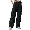thumbnail image 1 of XFLWAM Cargo Pants for Women Drawstring Elastic Waisted Parachute Hiking Pants Casual Lightweight Baggy Trousers with Pockets, 1 of 8