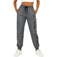 thumbnail image 1 of XFLWAM Cargo Pants for Women's Sweatpants Drawstring Elastic High Waisted Cargo Joggers Running Hiking Athletic Pants with Zipper Pockets, 1 of 8