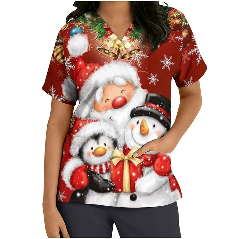 Plus size christmas scrub tops new arrivals