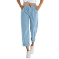 thumbnail image 1 of XFLWAM Corduroy Pants for Women Casual High Waisted Straight Leg Pants Loose Comfy Lounge Trousers with Pockets Light Blue L, 1 of 7