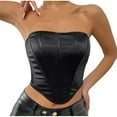 thumbnail image 1 of XFLWAM Corset Top Strapless Open Back Boned Bustier for Women Party Trendy Clubwear Crop Tops Black L, 1 of 7