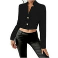thumbnail image 1 of XFLWAM Cropped Blazers for Women Business Casual Button Down Long Sleeve Suit Jacket Trendy Dressy Work Office Blazer Black S, 1 of 7