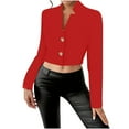 thumbnail image 1 of XFLWAM Cropped Blazers for Women Business Casual Button Down Long Sleeve Suit Jacket Trendy Dressy Work Office Blazer Red L, 1 of 7