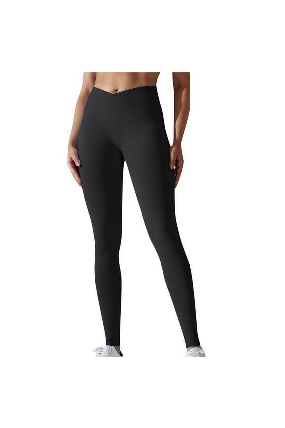 Cross Waist Butt Lifting Workout Leggings for Women Hidden Scrunch Yoga Pants Crossover Tummy Control Leggings